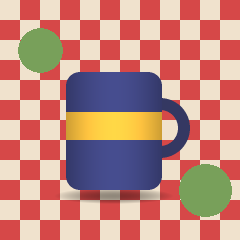 Product photo on a busy patterned background
